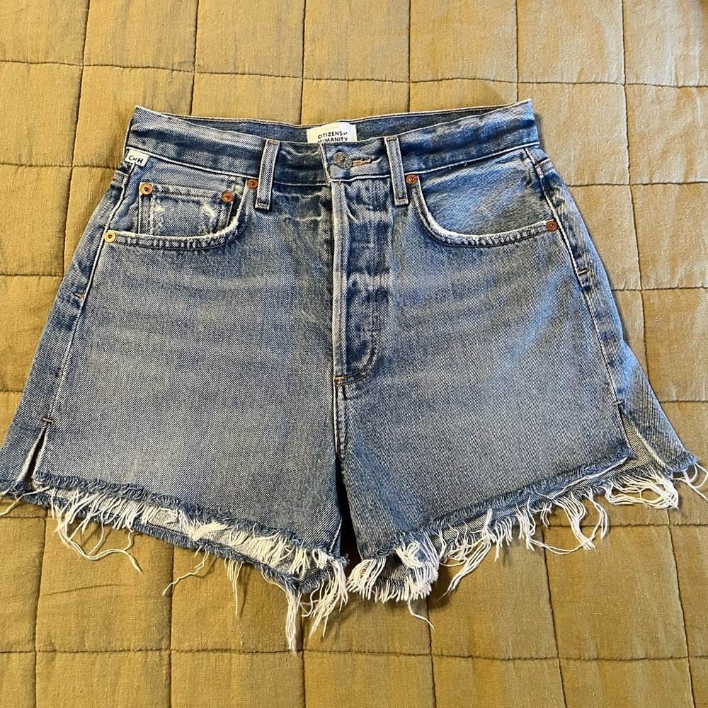 Citizens Of Humanity Light Blue Distressed Denim Shorts